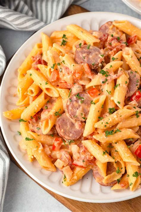 Creamy Kielbasa Smoked Sausage Pasta - By Kelsey Smith
