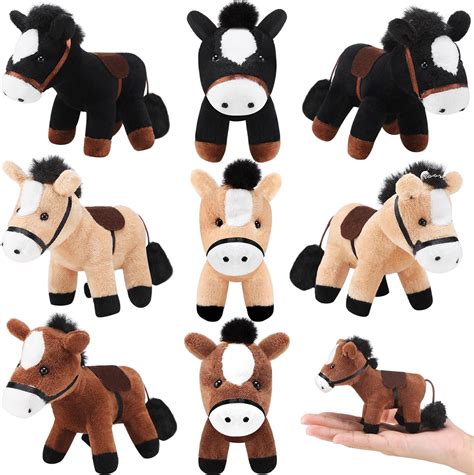 Amazon.com: Zomiboo 9 Pack Horse Stuffed Animals Plush Toy Standing Stuffed Horse 4 Inch Mini ...