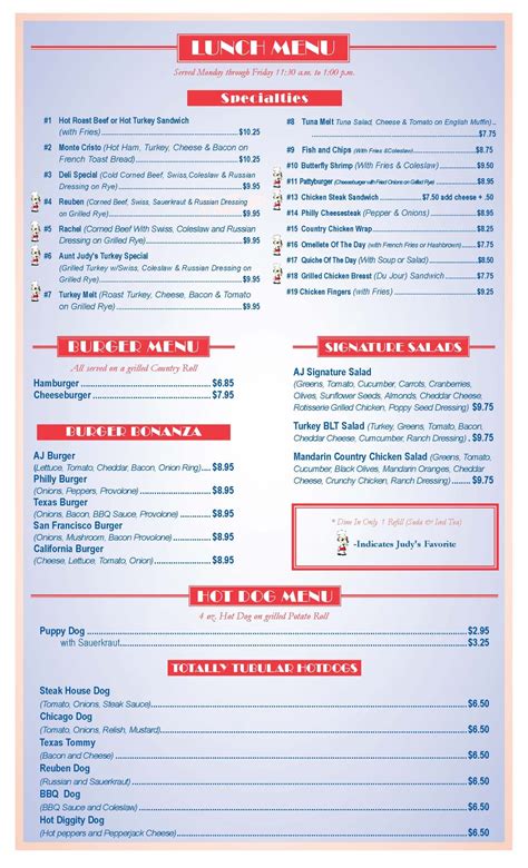 Lunch Menu - Aunt Judy’s Family Restaurant