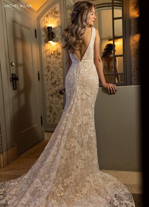 Ivory Champagne Rachel Allan RB2201 Simple Long Bridal Beaded Wedding Dress for $998.0 – The ...