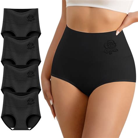 MEIYATING Women's High Waisted Tummy Control Panties - 4-Pack, Seamless ...