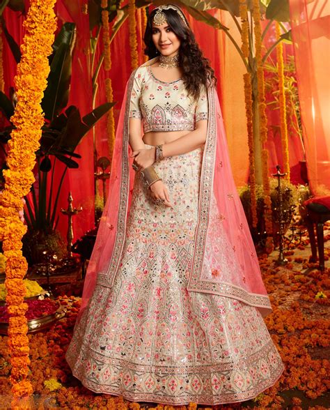 White Pure Organza Embroidered Lehenga Choli - Lehengas, Ready To Ship ...