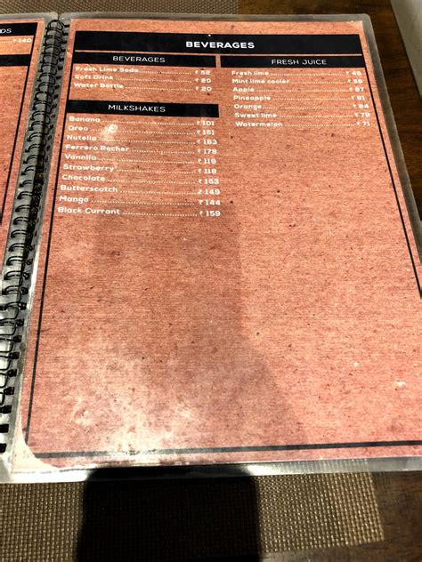 Menu at The Little Goat, Chennai