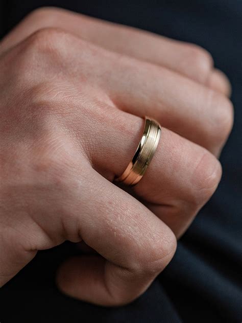 Mens Wedding Ring Solid Gold. Matte Gold Band. Mens Gold Ring. Male ...