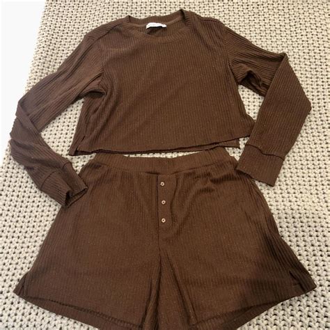 Abercrombie & Fitch Brown Lounge Set Size medium... - Depop