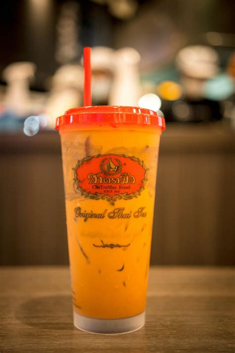 Samut Prakan, Thailand - April 29, 2023 Iced Thai milk tea from the ...