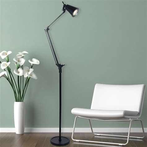 Lavish Home 6 Foot LED Adjustable Floor Lamp - Black - Walmart.com