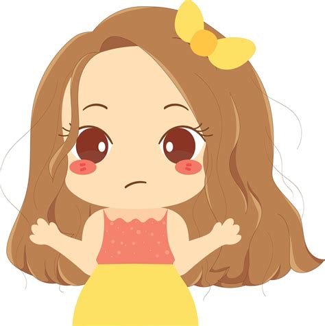 Nevermind Girl Expression Cute Cartoon Illustration 9488803 Vector Art ...