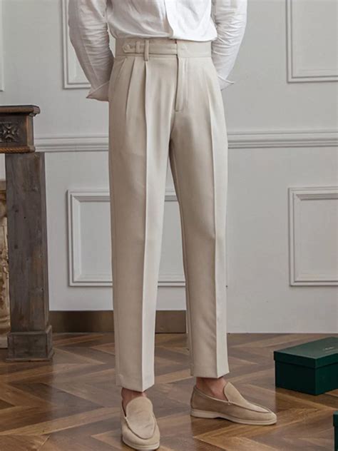 Men's Dress Pants Trousers Pleated Pants Suit Pants Gurkha Pants Pocket ...