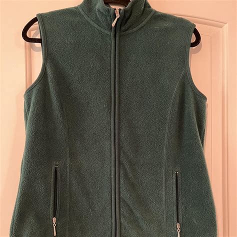 dark green fleece vest (petite medium) - Depop