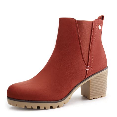 JABASIC Women Casual Ankle Booties Block Heel Slip On Chelsea Boots 8 ...