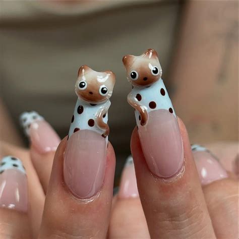Kawaii Cat French Press on Nails by Auritanails | 3D Kitty Nail Art ...