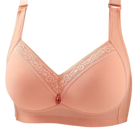 Bigersell Women Plus Size Full-Coverage Wireless Bras Ladies Lace V ...