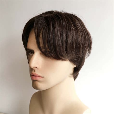Men Dark Brown Real Human Hair, Short Curtain Bangs Wig – nevermindyrhead