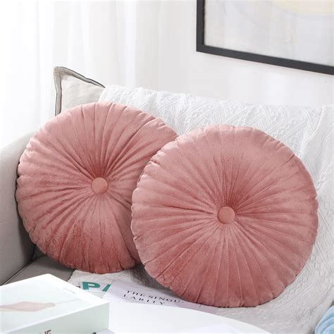 Amazon.com: 2 Pcs Round Throw Pillow 13.8 Inch Decorative Round Velvet ...