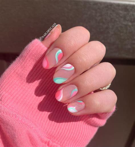 Summer Swirl Nails | Gel nails, Nail designs, Cute simple nails