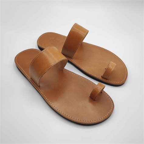 Jesus Sandals Mens - Men Toe Loop Slide Leather Sandals | Pagonis Greek ...
