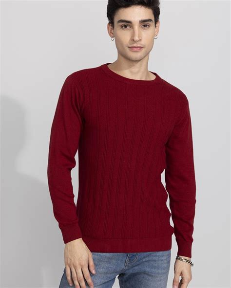 Buy Men's Red Slim Fit Sweater for Men Red Online at Bewakoof