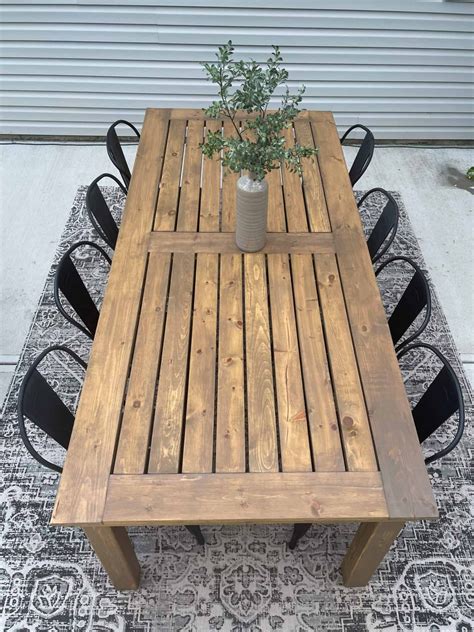 Budget Friendly DIY 8 Foot Outdoor Table | Outdoor dining table diy ...