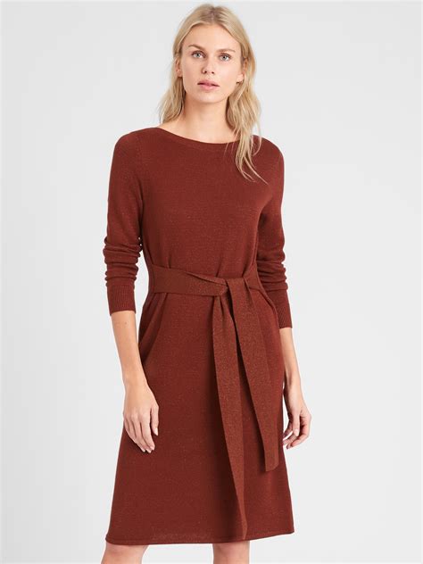 Lurex Belted Sweater Dress | Banana Republic Factory