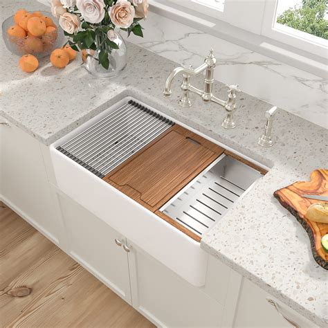 Snapklik.com : Sarlai 33 White Farmhouse Sink - 33 Inch Farm Kitchen ...