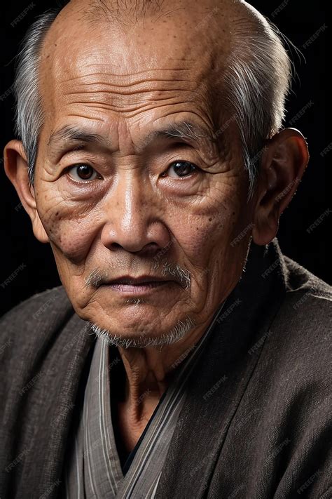 Premium Photo | Close up portrait of an old asian man on a black background