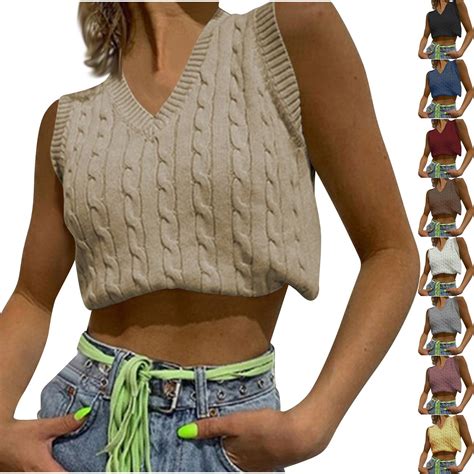 Sentmoon Fall Sweaters for Women 2025 V Neck Warm Sleeveless Clothes ...