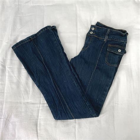 Brandy Melville John Galt Agatha Dark Blue Wash Demin Low rise Flare ...