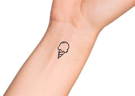 Cute Ice Cream Cone Outline Temporary Tattoo Kawaii Ice Cream Symbol ...