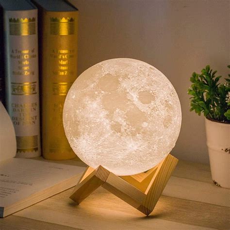 Amazon.com: Mydethun 3D Moon Lamp, 5.9' Night Light with Wooden Base ...