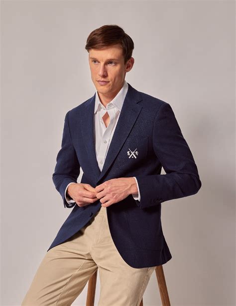 Men's Navy Cotton Linen Blazer - Lord's Limited Edition | Hawes & Curtis