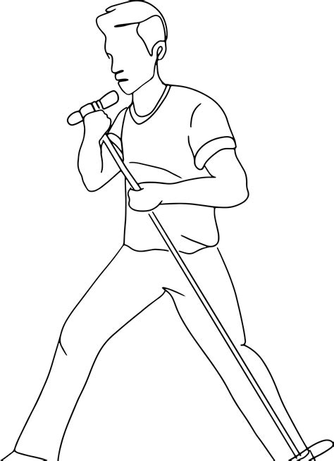 Premium Vector | Singer line art, musician sketch, music outline ...