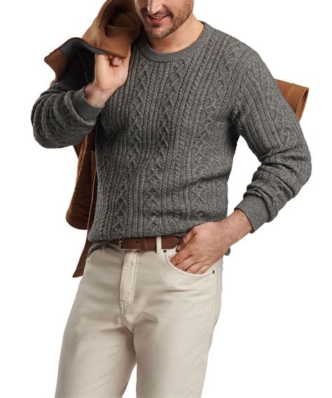 Men's Big & Tall Peter Millar Crescent Ridge Cable Crew Pullover ...