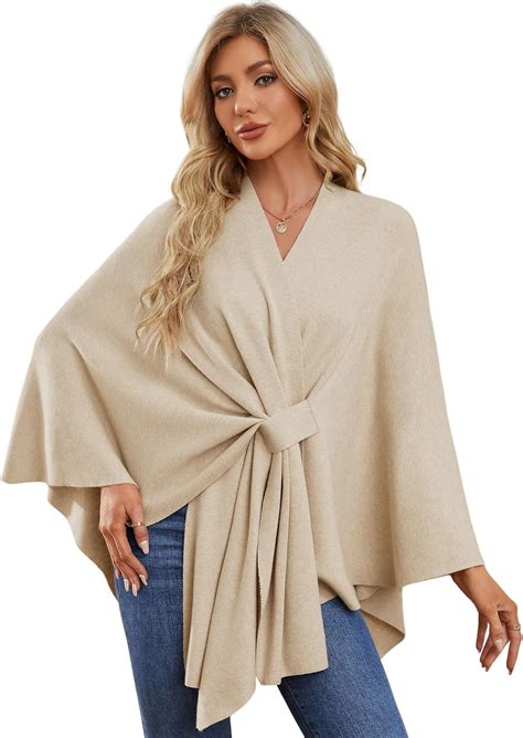 PULI Women's Elegant Shawl Wraps Soft Open Front Poncho Sweater for ...