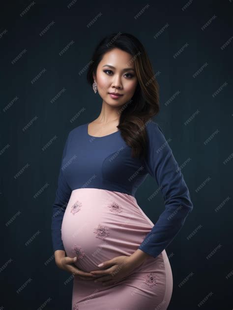 Happy pregnant beauty young asian woman touching her big belly wear pink dress | Premium AI ...