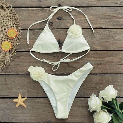 Rotimia Sexy White Rose Bikini