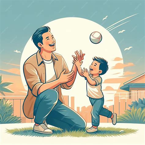 Premium Photo | Fathers Day celebration father and child playing catch in the backyard afternoon ...