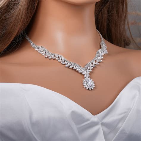 Crystal Necklace Set Bridal Necklace and Earrings Set Diamond Wedding ...