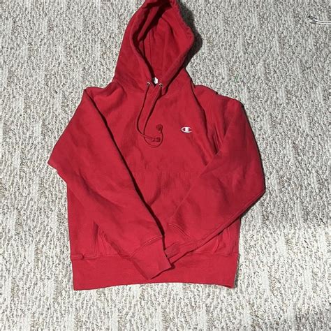 Champion Men's Red Hoodie | Depop