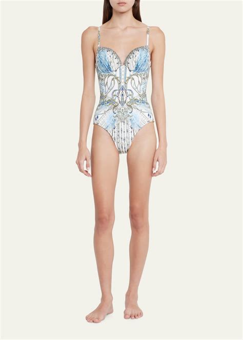 Camilla Moon and Back Moulded Plunge One-Piece Swimsuit - Bergdorf Goodman
