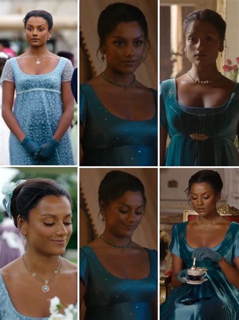 Kate Sharma wearing gorgeous blue and green dresses👗💚 : r/BridgertonNetflix