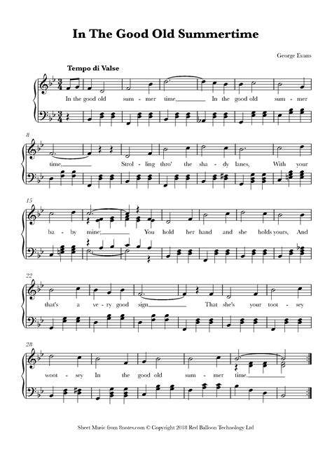 George Evans - In The Good Old Summertime Sheet music for Piano ...