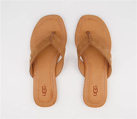 UGG Tuolumne Flip Flops Tan Leather - Women’s Flip-Flops