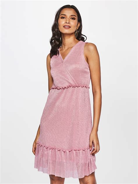 Buy AND Pink Solid Wrap Dress - Dresses for Women 16559100 | Myntra