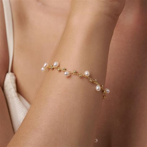 Real Freshwater Pearl Wreath Bracelet,pearl Beaded Charm Bracelet ...