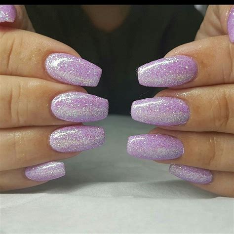 Acrylic Purple Nails With Glitter