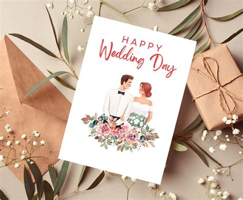 Happy Wedding Day, Printable Card With Envelope Template, Wedding ...