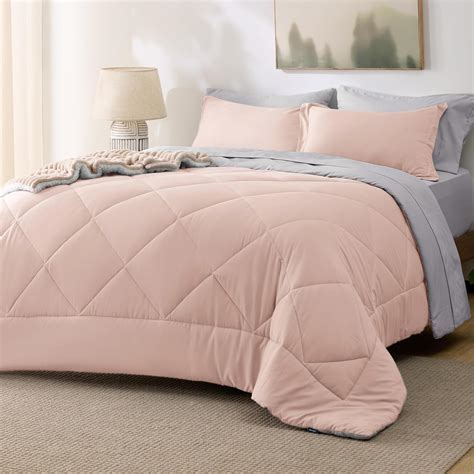 Amazon.com: Bedsure Twin Comforter Set - 5 Pieces Reversible Blush Pink ...