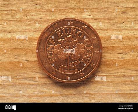 5 cents coin showing primrose flower, currency of Austria, EU Stock Photo - Alamy