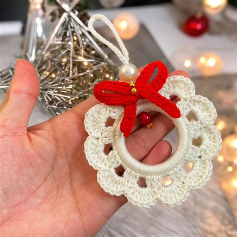 Crochet Christmas Wreath Ornament Pattern - Holiday DIY PDF for ...